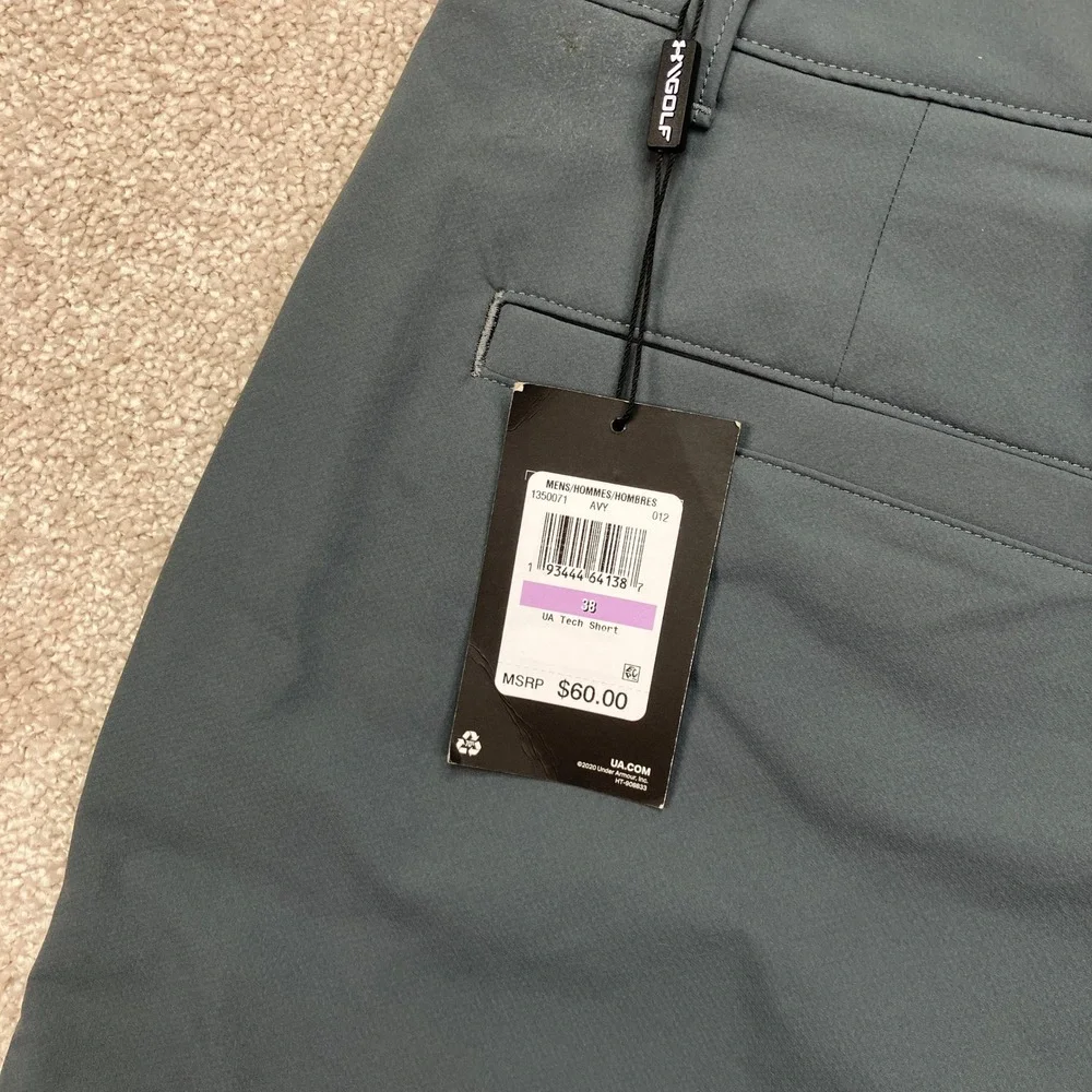 Under Armour Mens 38 UA Tech Short Gray 10 Inch Inseam Golf Performance 1350071
